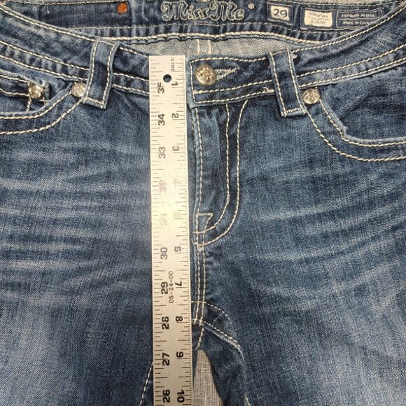 Miss Me Jeans Women's SIze 29 Blue Faded Signature Skinny Flap Western P6139S - Picture 6 of 11